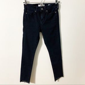 Banana Republic High Rise Skinny Ankle Jeans Dark Wash Raw Hem 5 Pocket Style